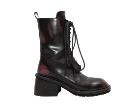Black & Burgundy Ann Demeulemeester Ombre Combat Boots Size 40