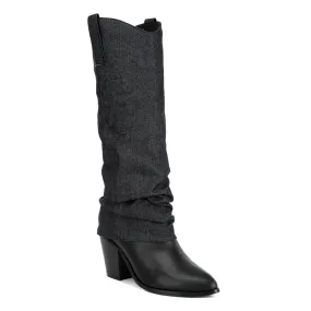 Fab Cowboy Boots with Denim Sleeve Detail