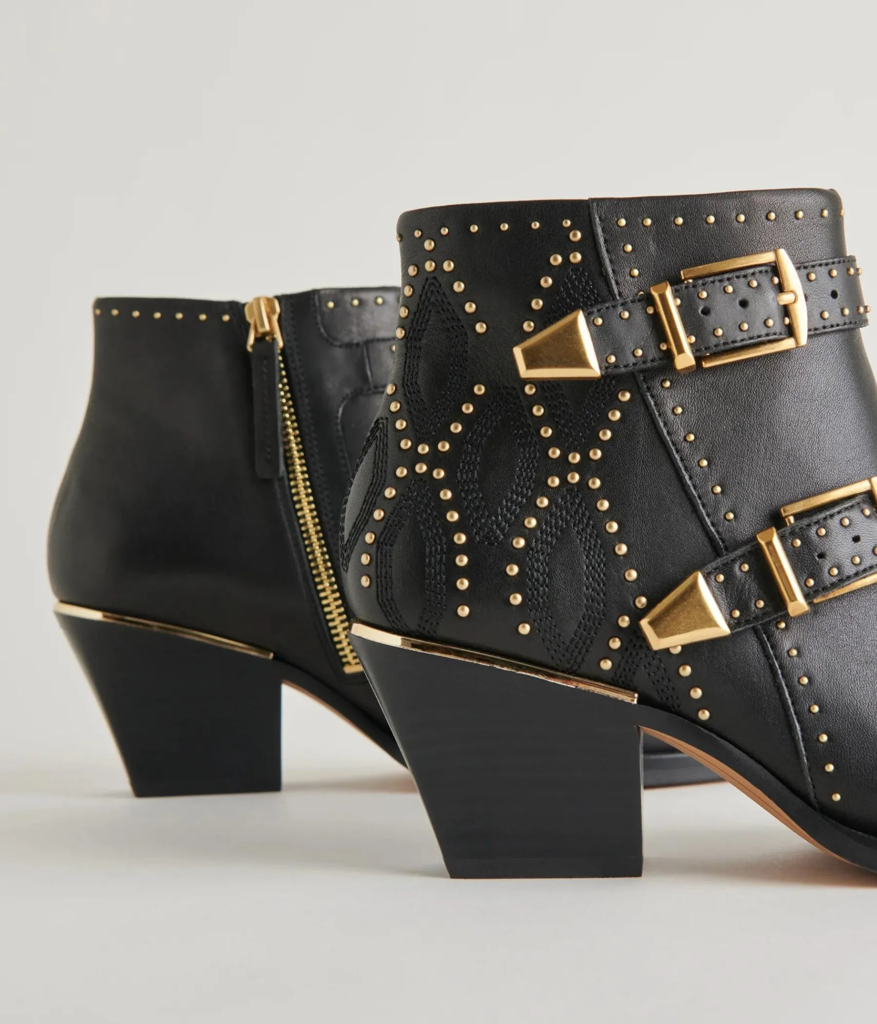 Ronnie Ankle Boot in Black and Gold