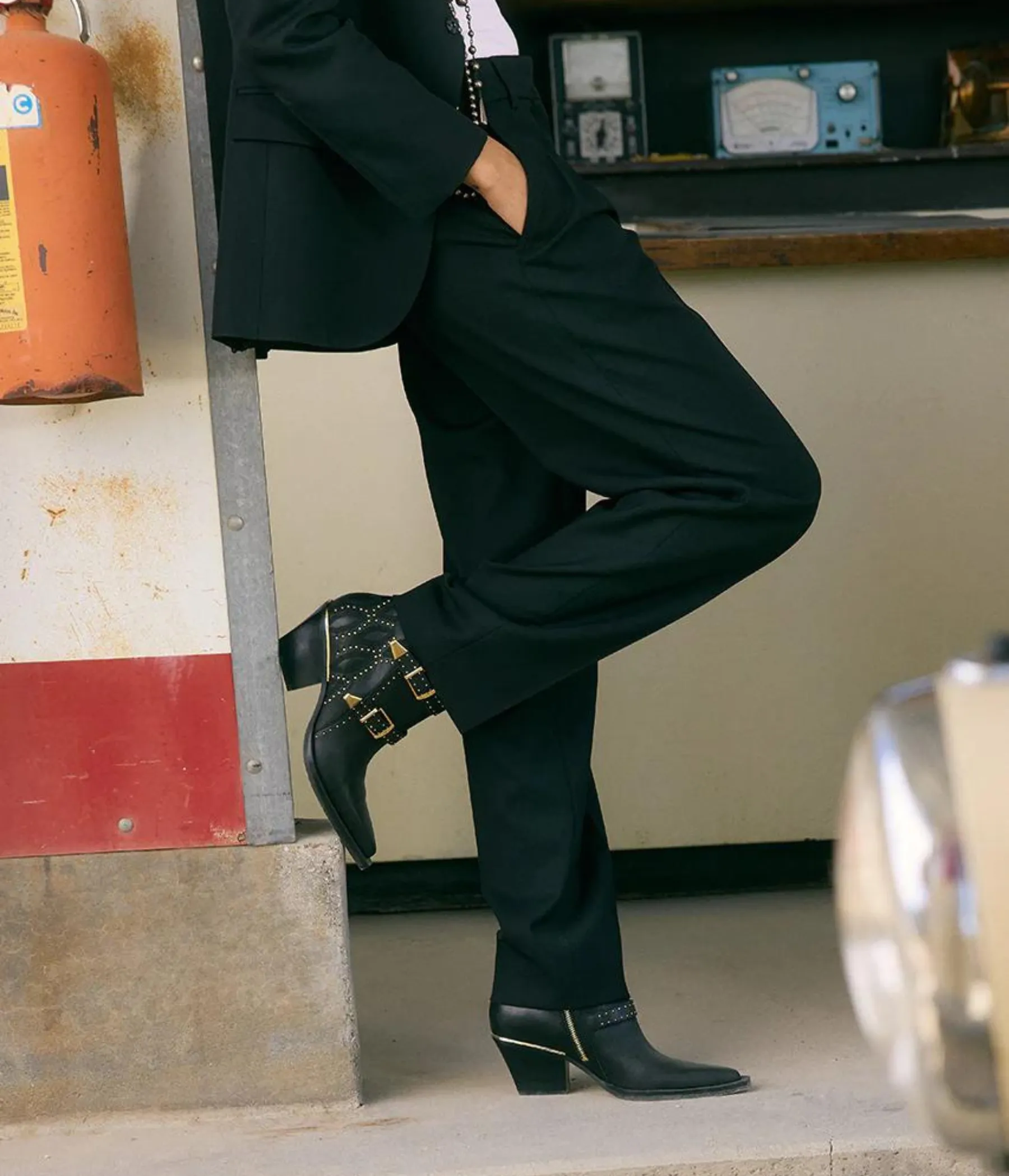 Ronnie Ankle Boot in Black and Gold