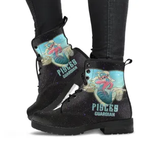 Zodiac Combat Boots - Pisces #1 | Vegan Leather Lace Up Boots Women, Handmade Lace Up Boots, Women's Boots, Custom Shoes, Aesthetic Shoes, Vegan Shoes